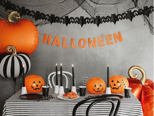 Partydeco Ballons Kürbis, leuchtend, 25 cm, 5 Stück UV-Ballons für Halloween Partys