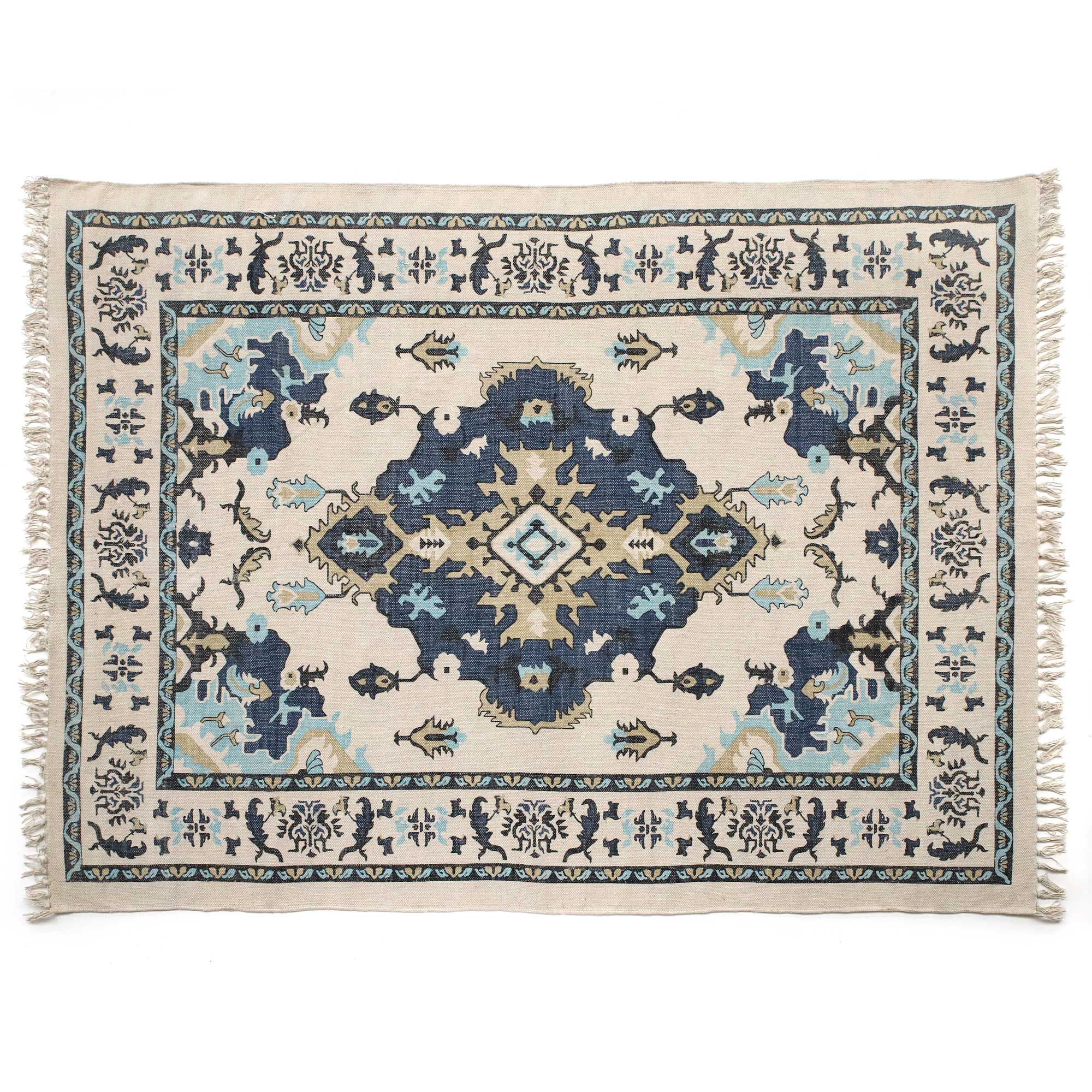 Teppich 'Nisha', weiß, blau, B 200 cm, L 140 cm von fischer's lagerhaus