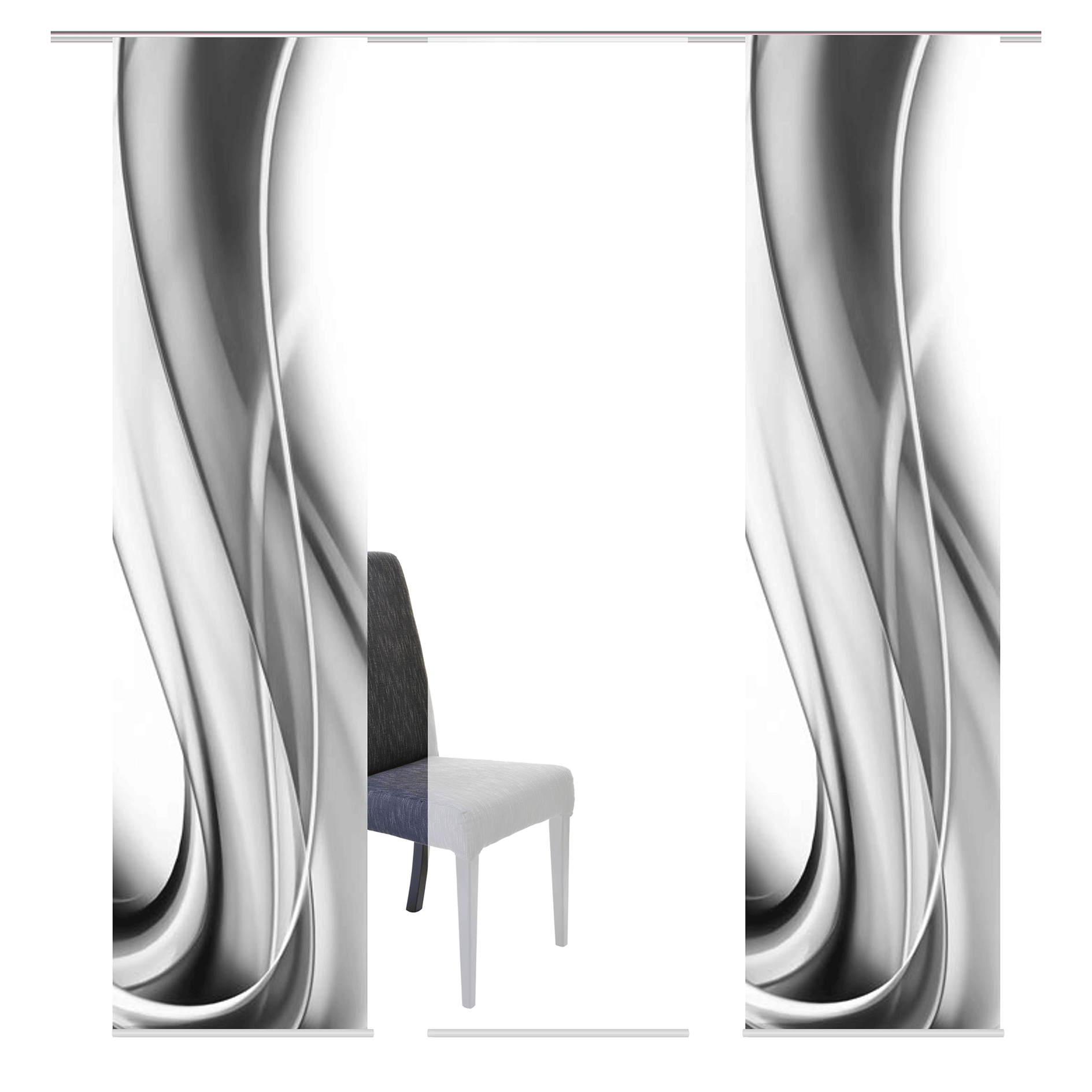 3-teiliges Schiebevorhang-Set ONDA - grau - je 60x245 cm