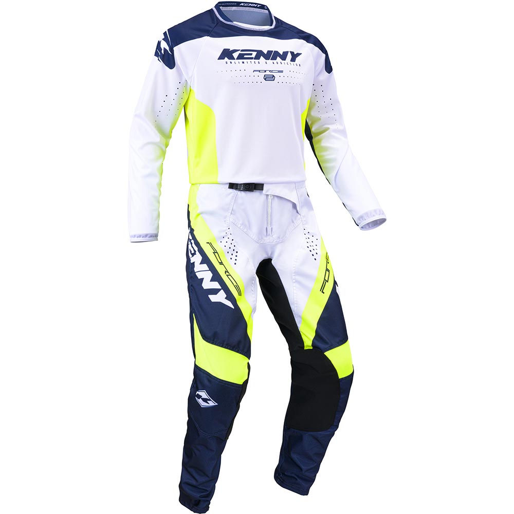 Kenny - Maillot Force - 2024 Blanc / Navy / Jaune fluo