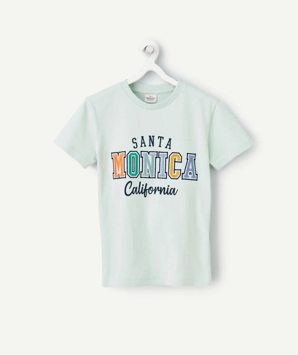 T-SHIRT GARÇON EN COTON BIO VERT SANTA MONICA COLORÉ