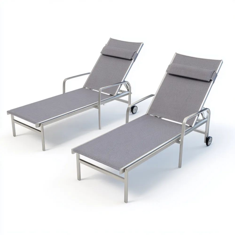 Sonnenliege Set 2-teilig Aluminium 195x65x32 cm – Verstellbar mit Roll