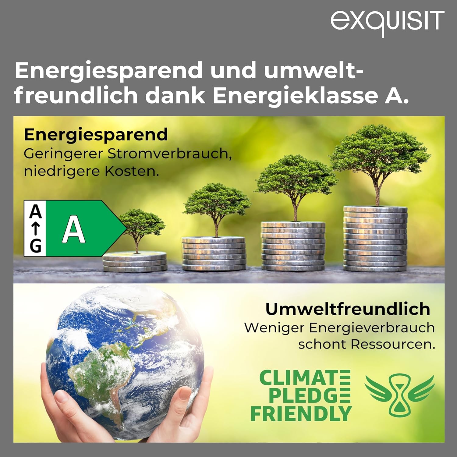 Exquisit PLUS Waschmaschine | 7 kg Nennkapazität, Energieklasse A, 1400 U/Min, 76 dB(A) | kompakte Bauform, 12 Programme, Eco 40-60, Kurzprogramm, Startzeitverzögerung | WA57014-020A weiss