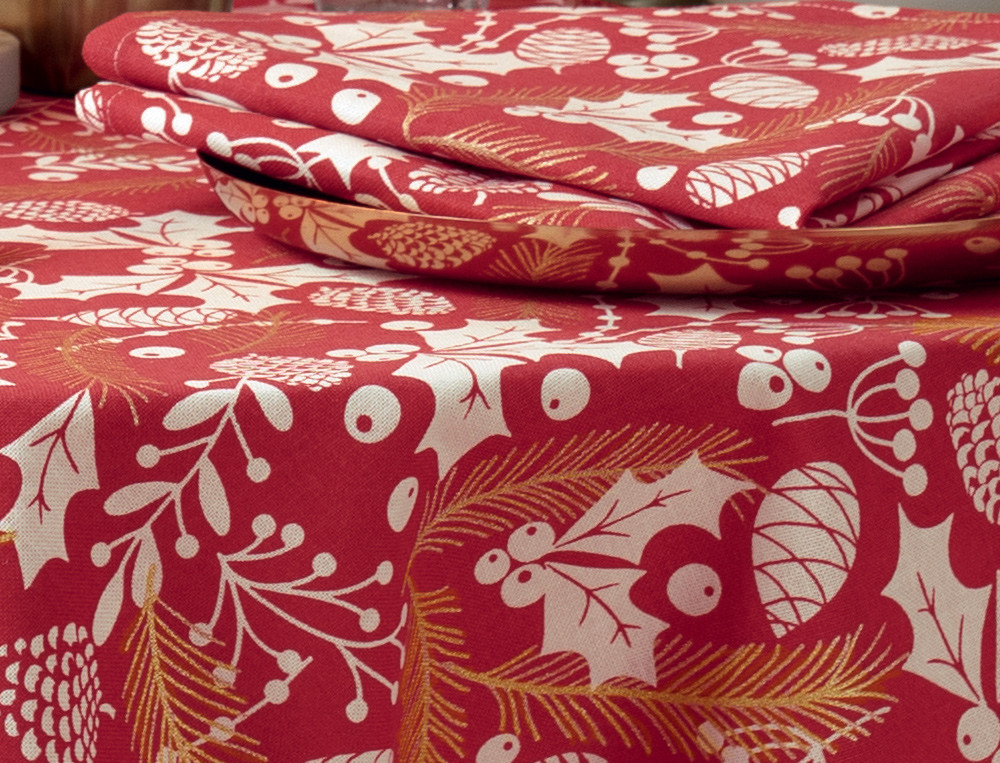 Nappe de Noël-Rouge  d'or