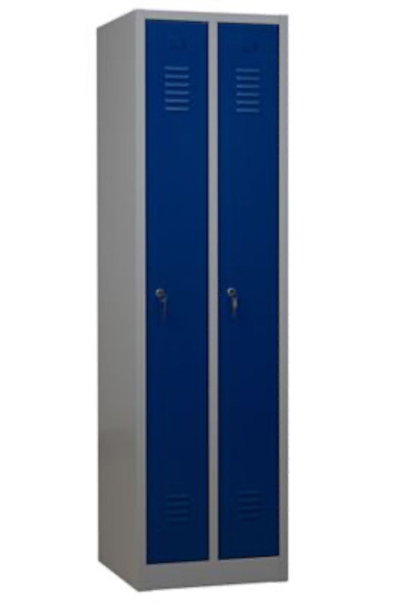 PROREGAL Garderobekast Camel 2 compartimenten HxBxD 180 x 50 x 50 cm Cilinderslot Grijsblauw