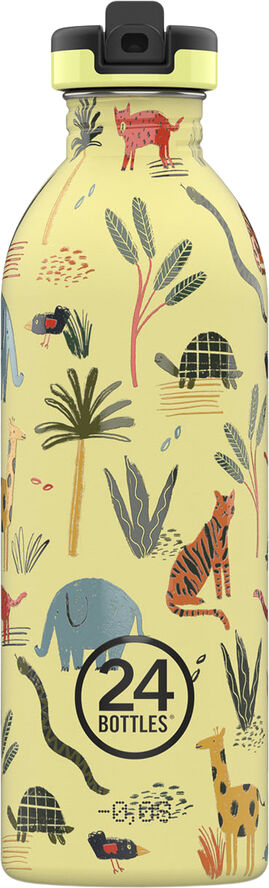 24Bottles Drikkeflaske - Urban Bottle - Jungle Friends - w. Sports Lid Gul