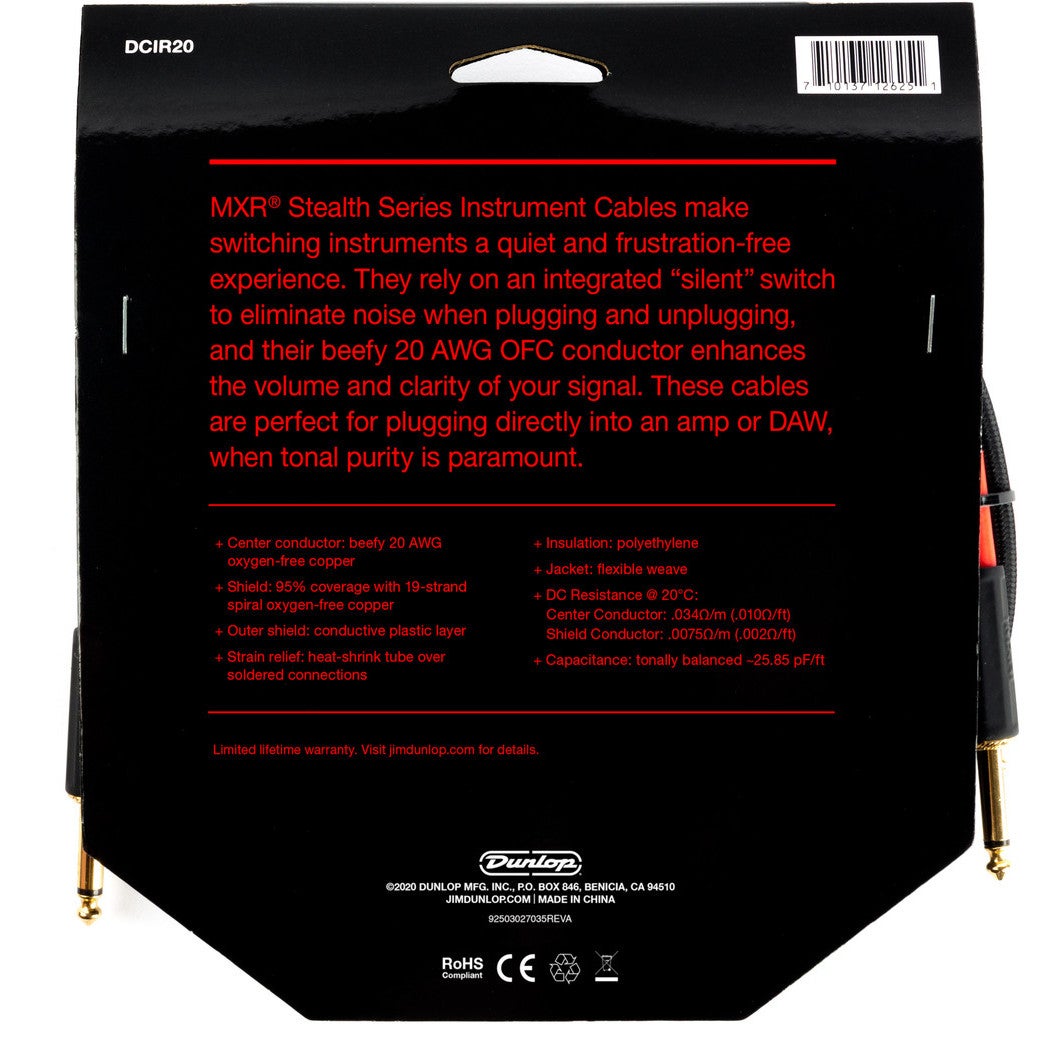 MXR DCIR20 Stealth Series Silent Plug instrumentkabel 6m