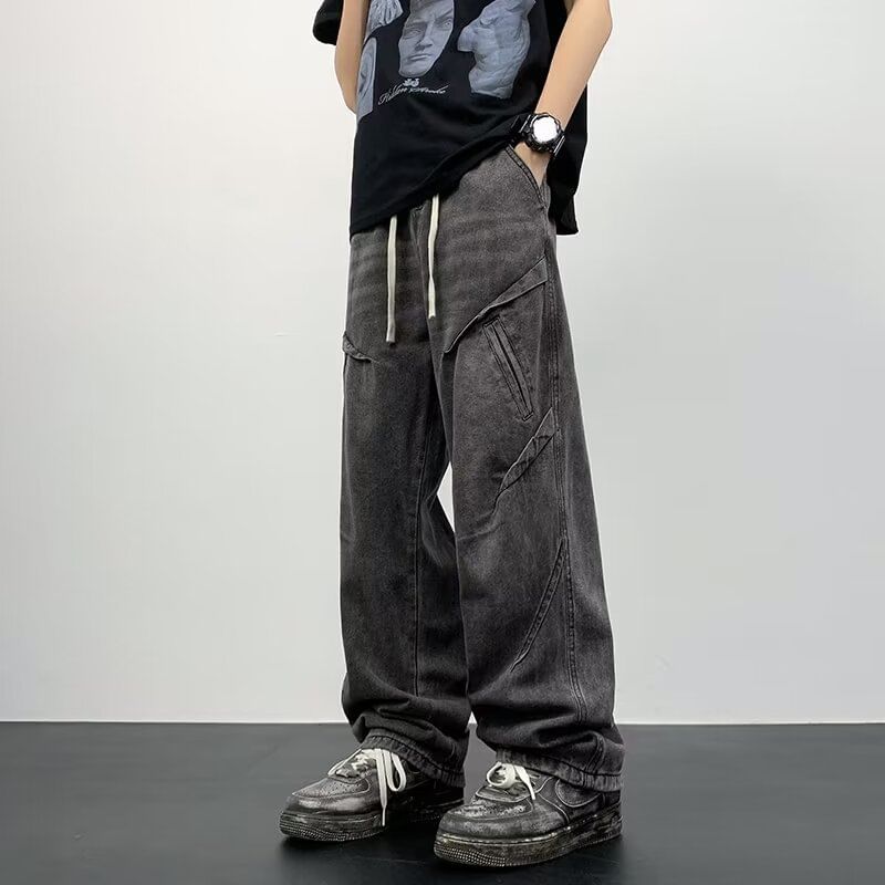Cowpow - Gewassen losse jeans met trekkoord in de taille