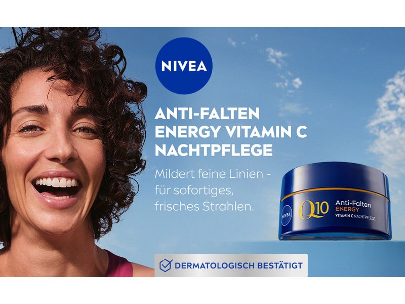 NIVEA Nachtcrème Q10 Energy Anti-Falten 50 ml Regenerierende Nachtpflege für einen strahlenden Teint und weniger Falten