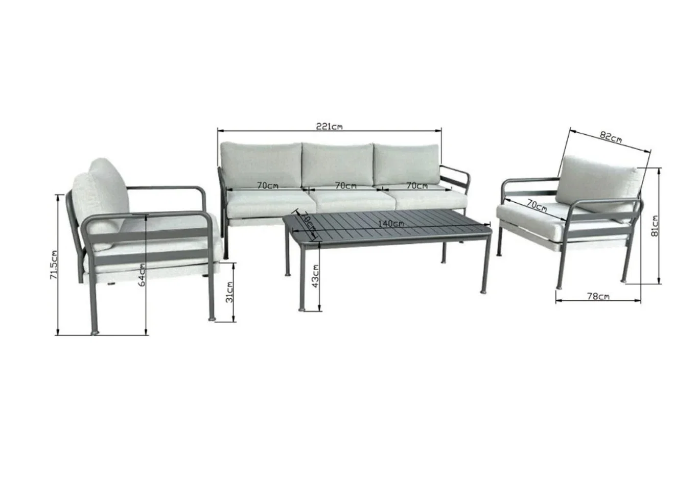 Skanden Sofa Sett Stockholm 5 sitteplasser