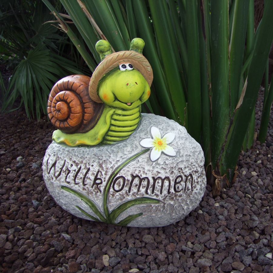 Deko-Stein Willkommen Schnecke