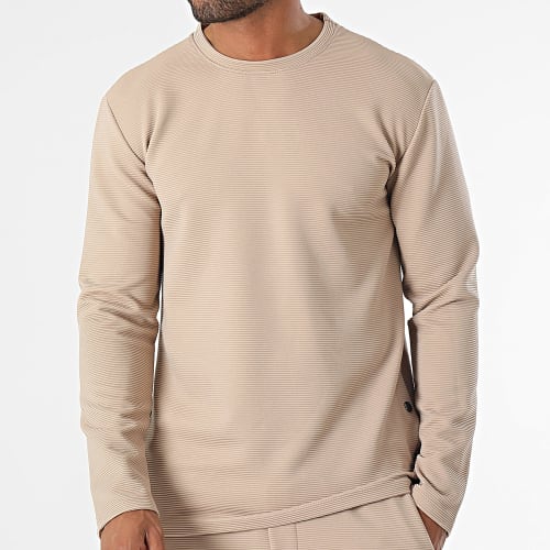 Ensemble Tee Shirt Manches Longues Et Pantalon Jogging Beige