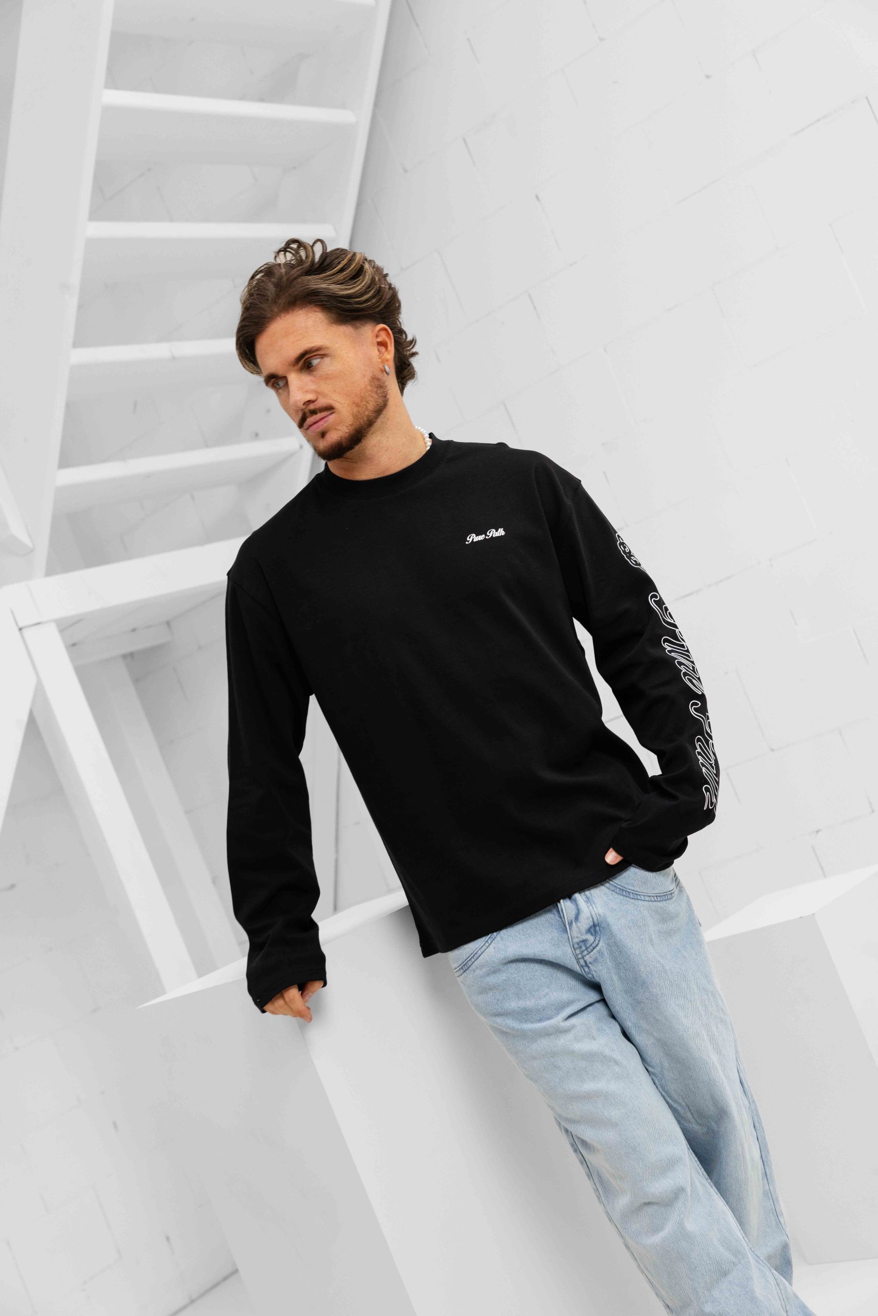 Pure Path Essence Of Life Longsleeve T-Shirt Heren Zwart