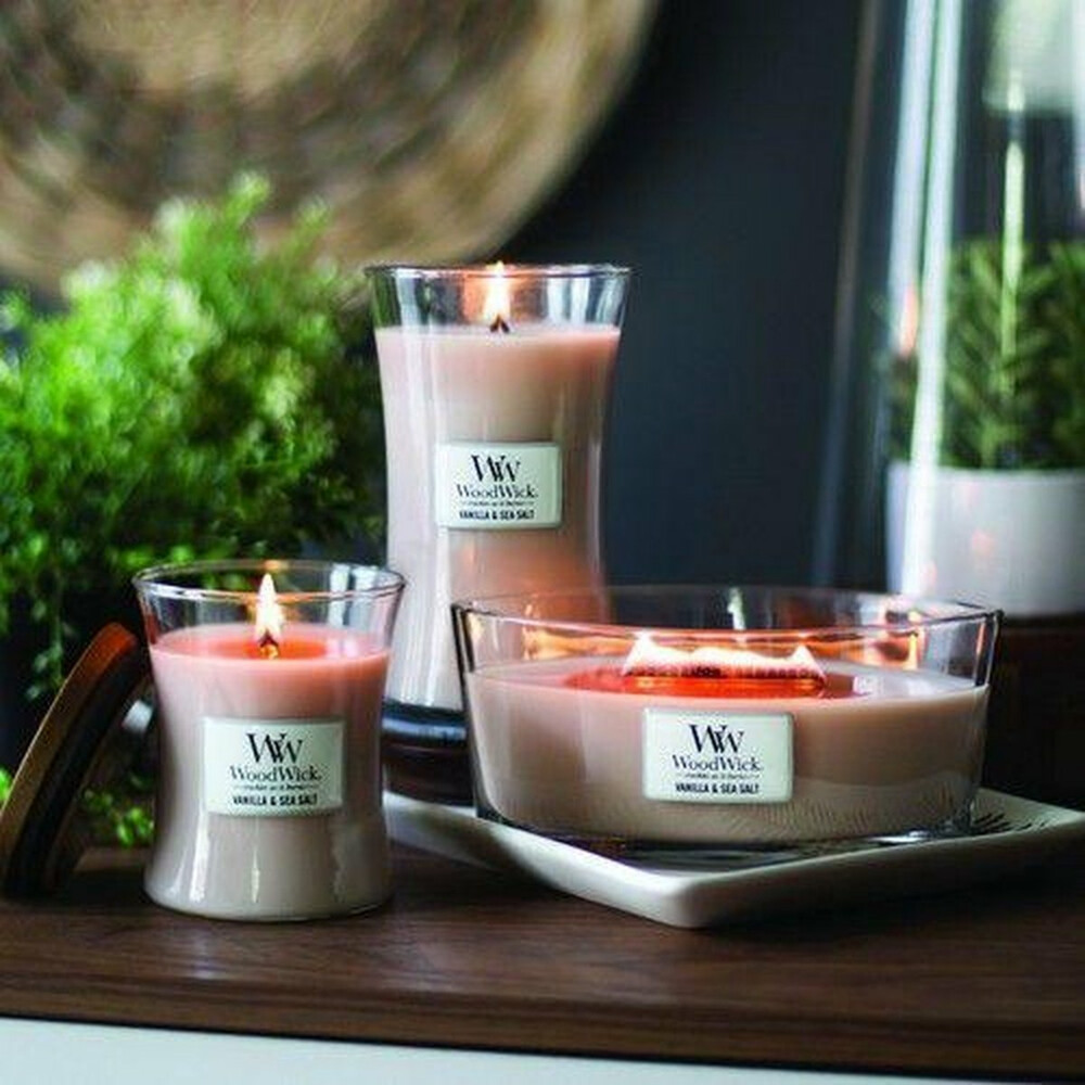 WoodWick Geurkaars Medium Vanilla & Sea Salt275 gr