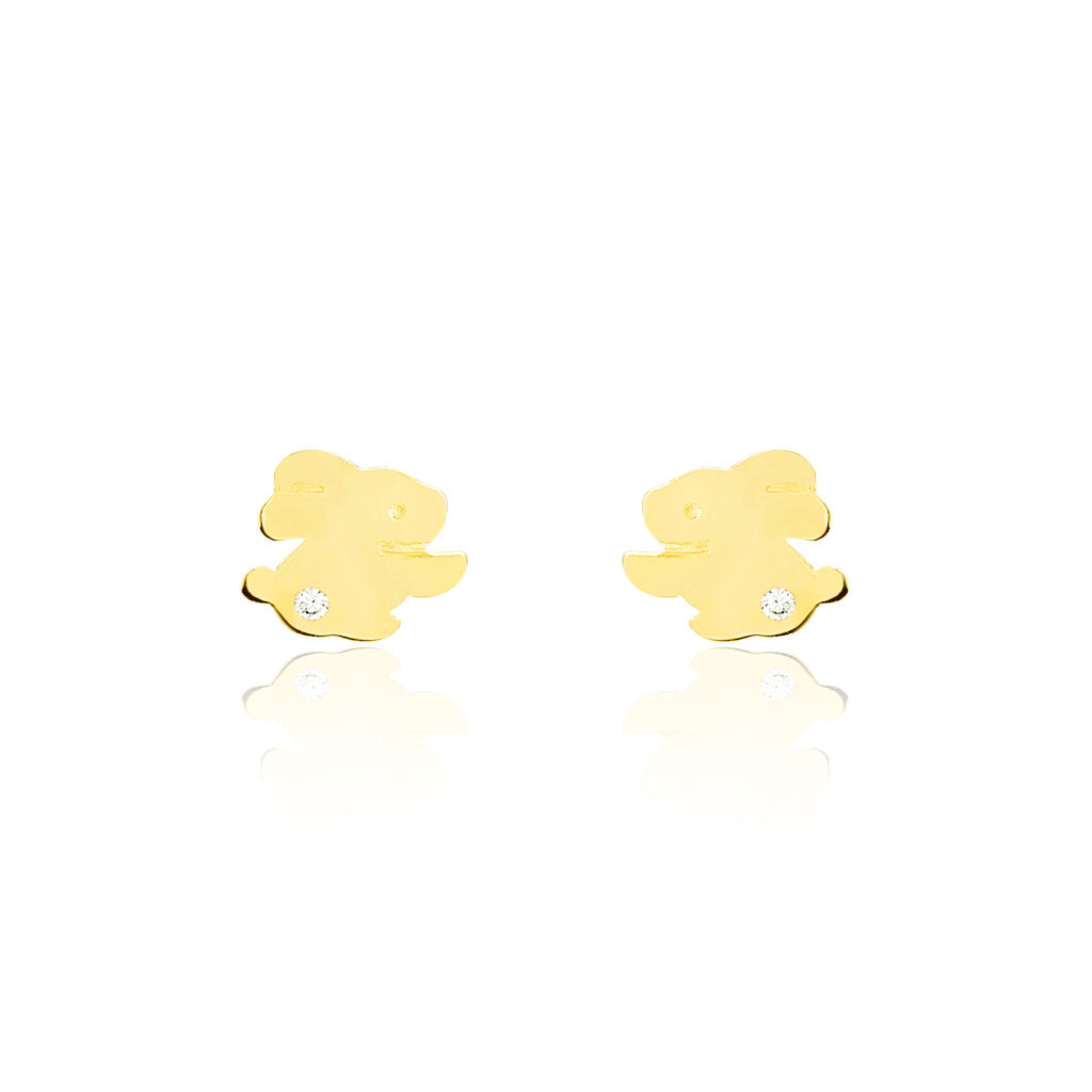 Boucles D'oreilles Puces Elioussa Lapin Or Jaune Oxyde De Zirconium
