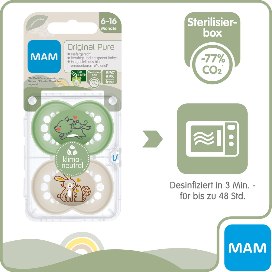 MAM Schnuller Original Latex, 2 Stk., WolfHase, 6-16 Monate