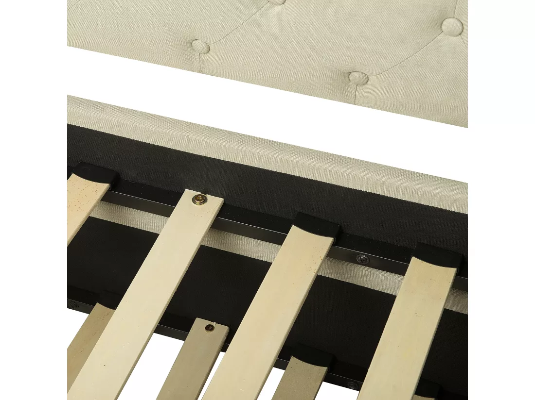 Lit gigogne Tissu LIBOURNE 80 x 200 cm Beige