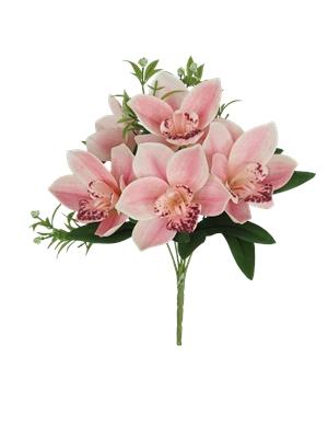 BOUQUET 6 ORCHIDEES H.34CM BLANC ET ROSE