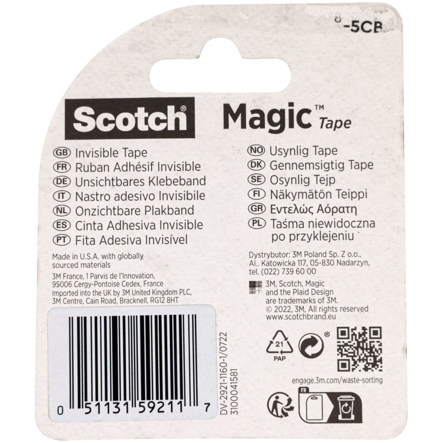 Scotch Magic 8-1925R Klebeband Ersatzrolle 19 mm x 25 m