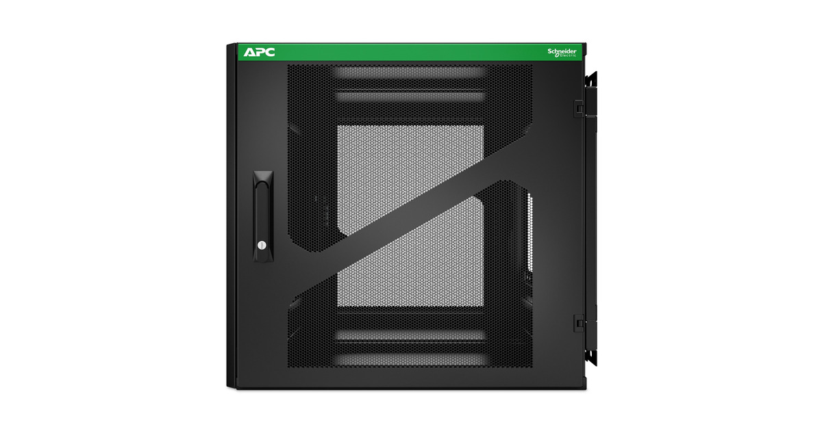 APCNetShelter AR112SM, 12U, wandmontage server rack  (Zwart/groen, 60(b) x 62,2(h) x 103,7(d) cm, UPS-diepte zijmontage)