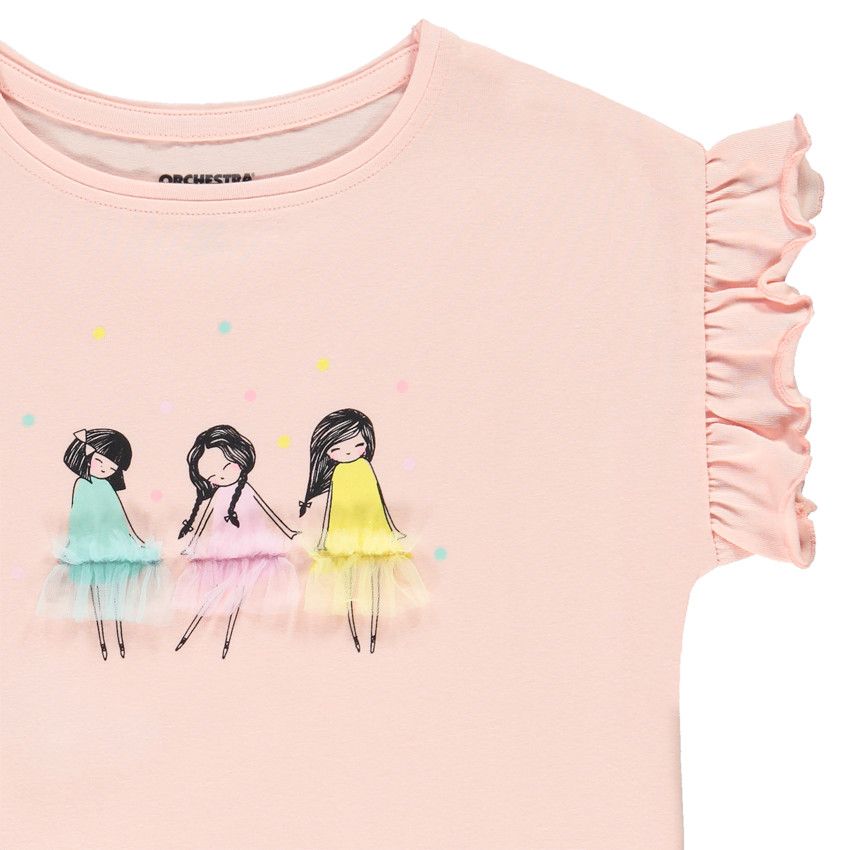 Pyjama t-shirt + short pour fille - Ecru