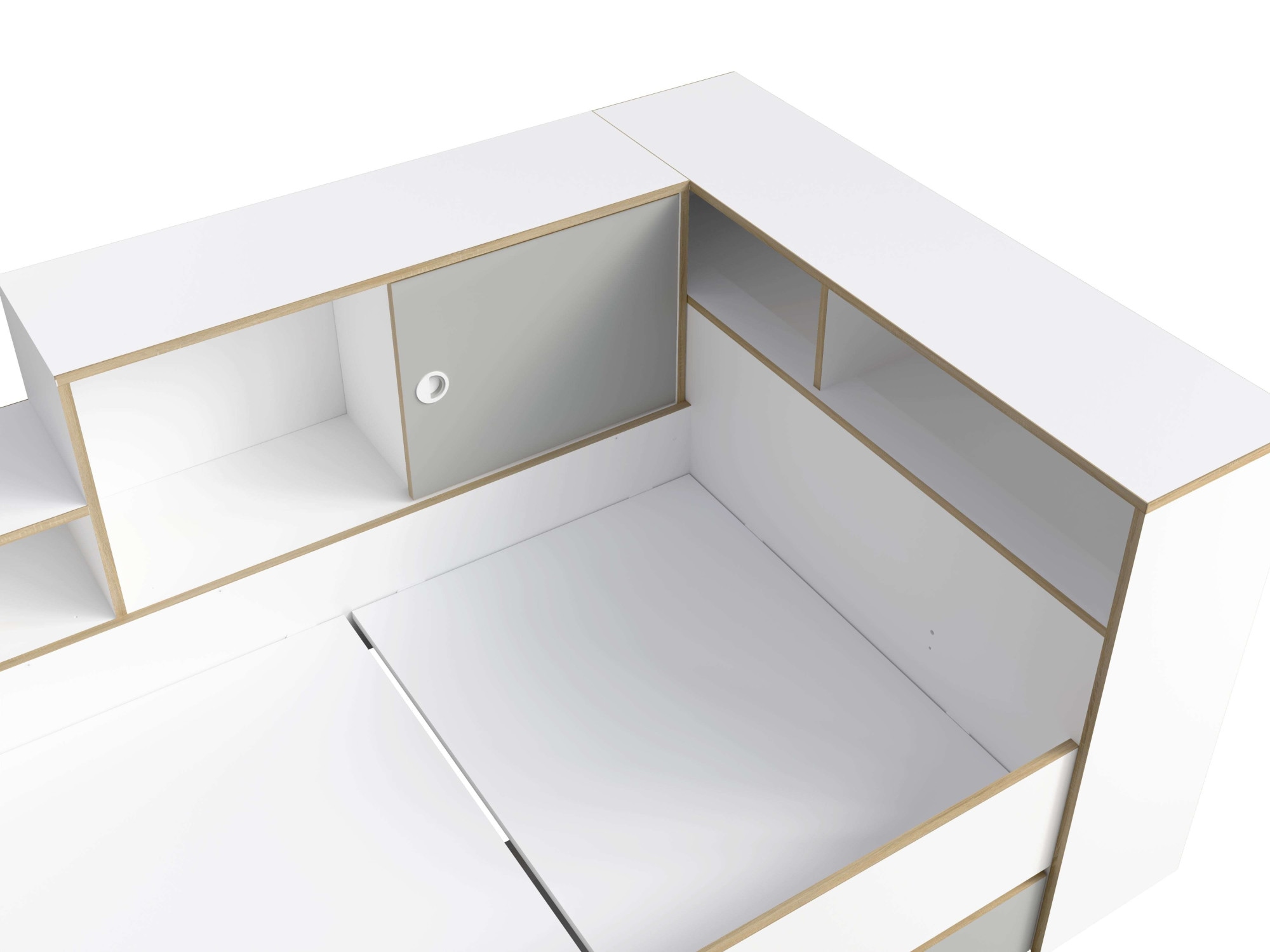 Home affaire Jugendbett »ELLETE Stauraumbett 90x200 cm, Masse B/T/H: 231,5/125,5/88,5 cm« Bett ohne Matratze mit 2 Schubladen, 2 Türen und 6 Fächer