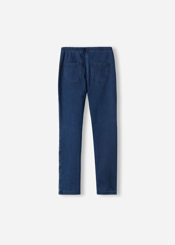 Calças legging térmicas de ganga para meninas