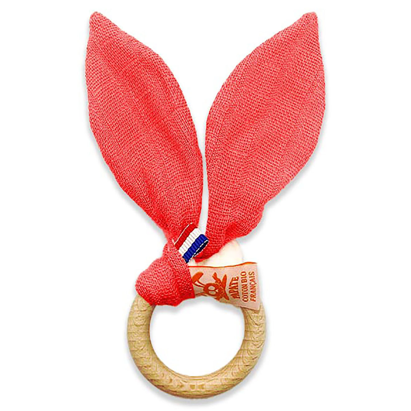 Papate Anneau de Dentition en Coton Bio fraise - 15x5 cm