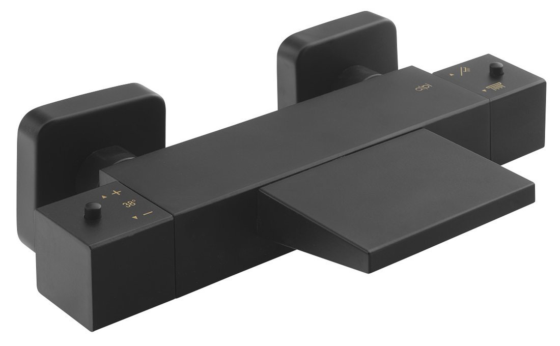 Sapho Dimy  thermostatische waterval badkraan zwart mat
