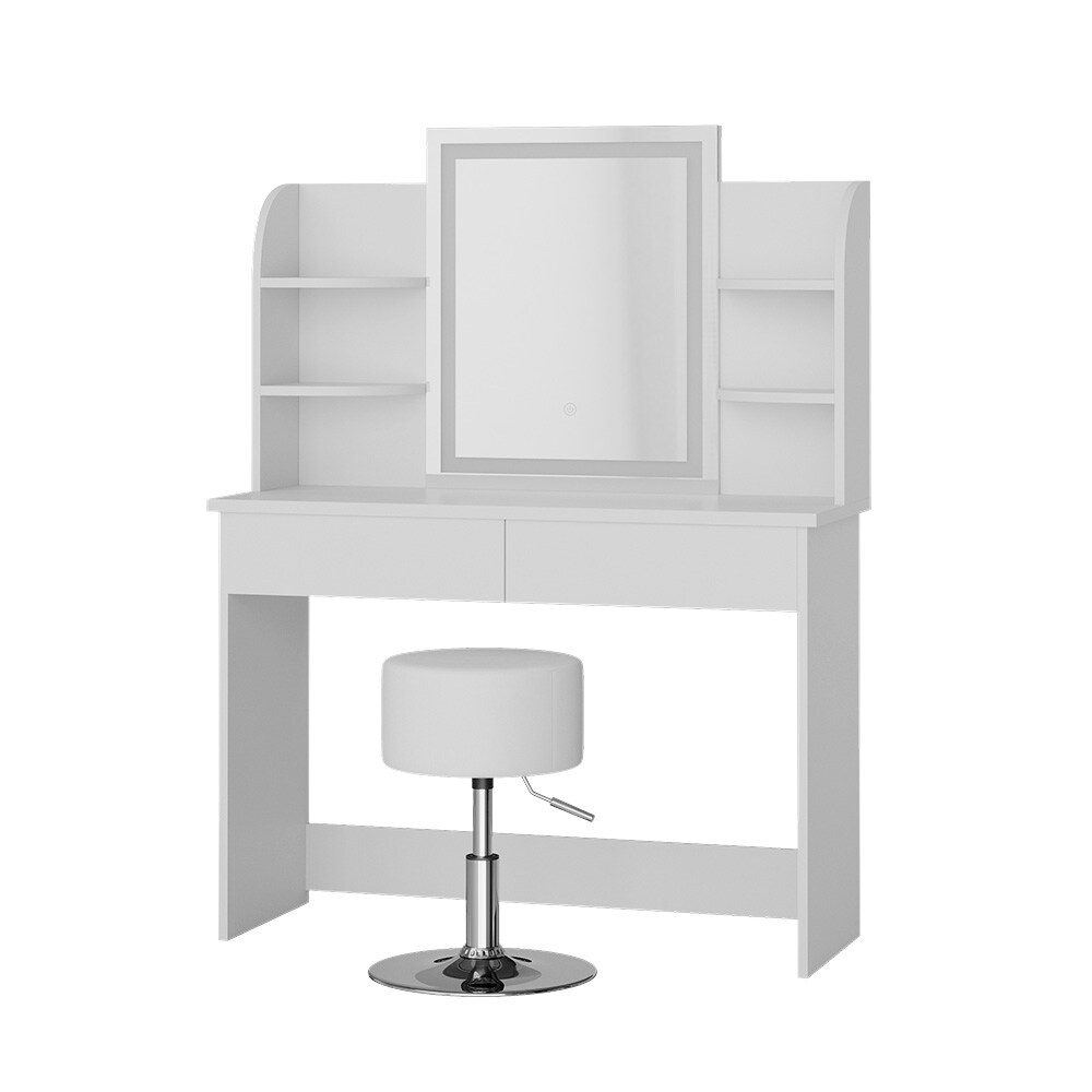 Vicco Schminktisch Frisiertisch Schminkkommode Charlotte Weiß LED-Spiegel Hocker 106x142 cm modern Schlafzimmer Kommode Schublade Ablage Aufbewahrung Kosmetiktisch Schminkkonsole Make-Up-Tisch