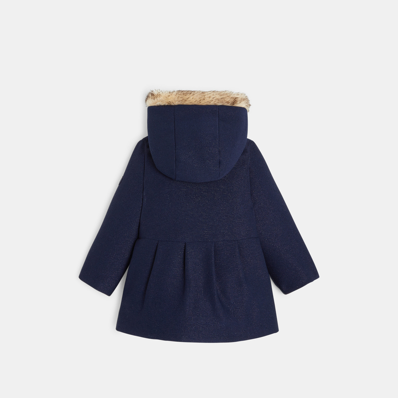 Manteau de ville pailleté fourré bleu bébé fille