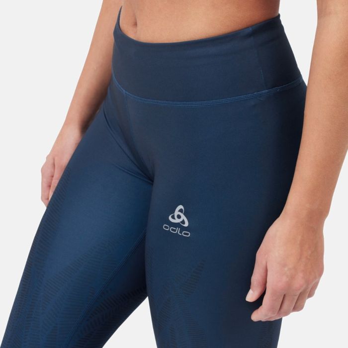 Odlo Dame Lange tights Tight Zeroweight Print Blå