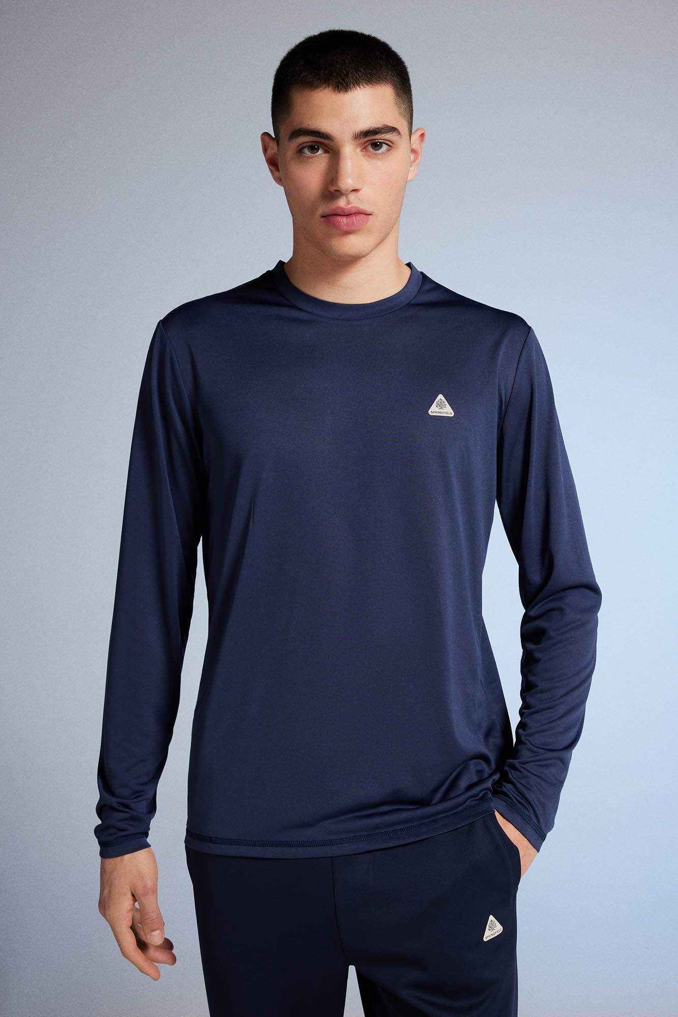 Camiseta combinada para atividades ao ar livre - azul escuro