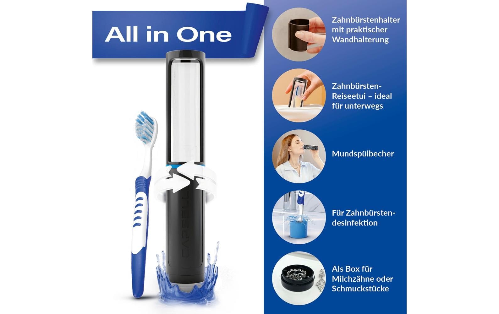 Zahnputzbecher Schwarz/TransparentZahnbürstenbox
