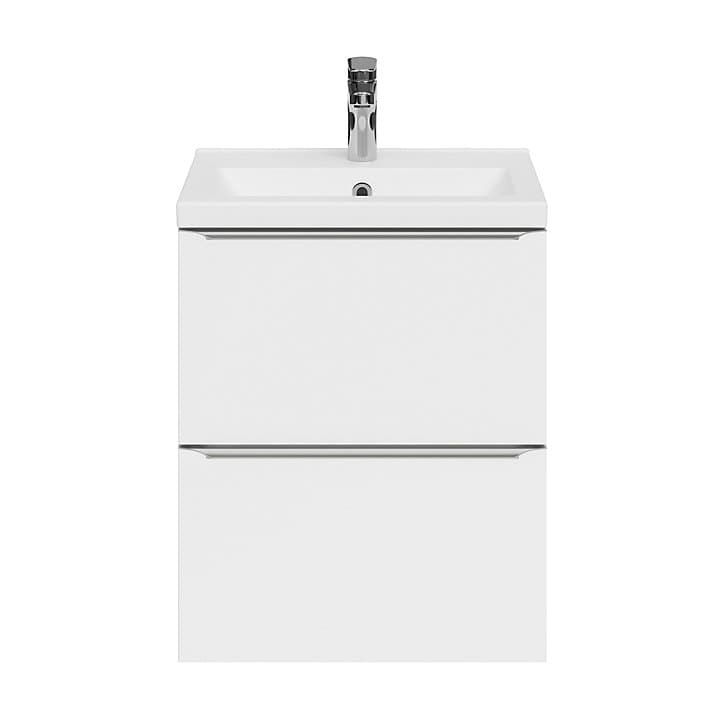Meuble sous vasque faible profondeur à suspendre GoodHome Imandra blanc L. 50 x H. 60 x P. 36 cm