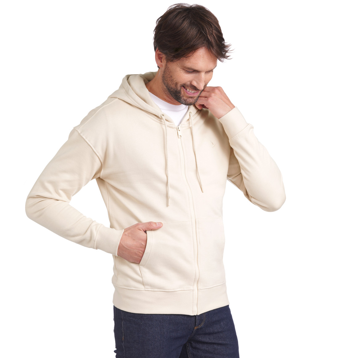 Jonas Nielsen Herren Sweatjacke mit Kapuze beige