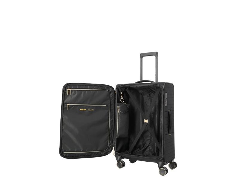 travelite Barbara Stepp Trolley M erweiterbar, Schwarz Reisekoffer