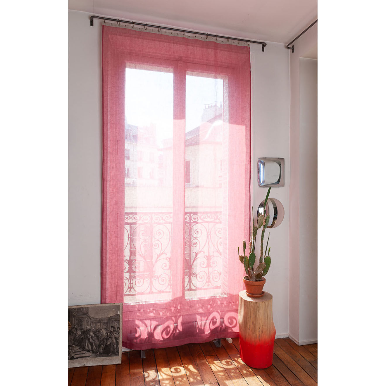 En Fil d'Indienne Voilage Brise framboise - 140x280 cm