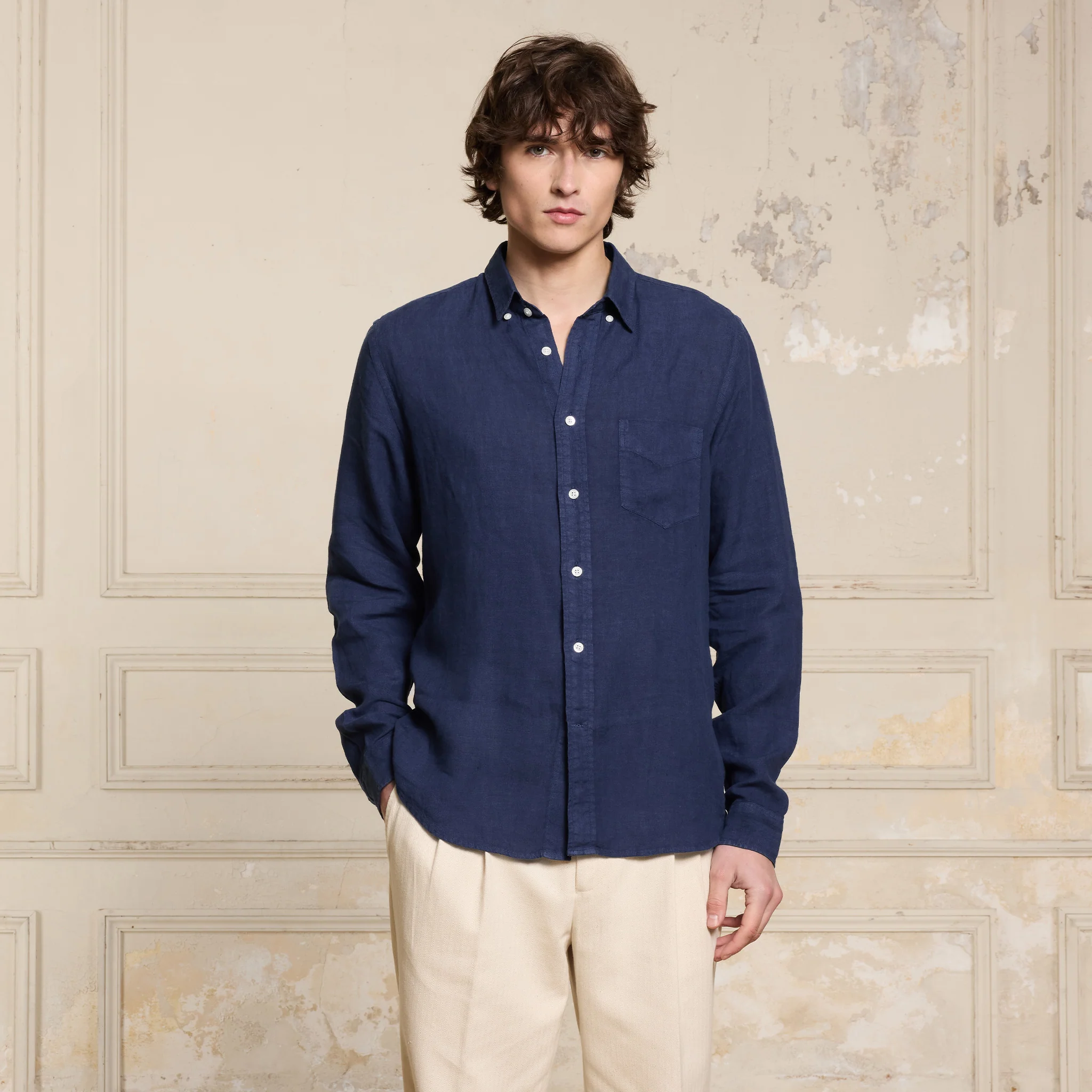 Blue linen shirt