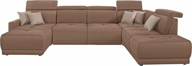 DOMO collection Wohnlandschaft »Ava moderne Sitzheftung mit toller Doppelnaht, komfortabel, U-Form« mit Federkern, wahlweise mit Kopfteilverstellungen