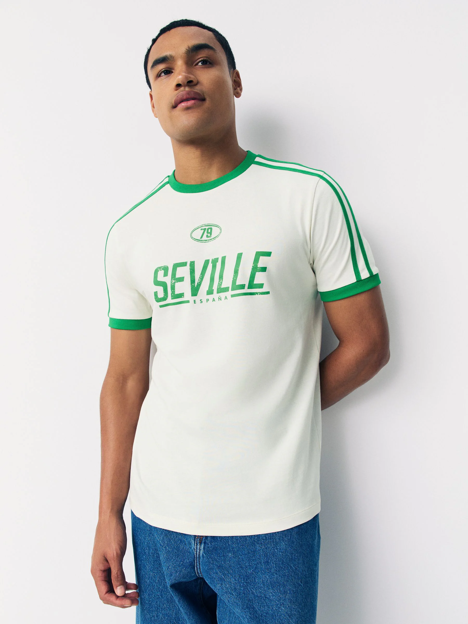 Wit - T-shirt met voetbal graphic print