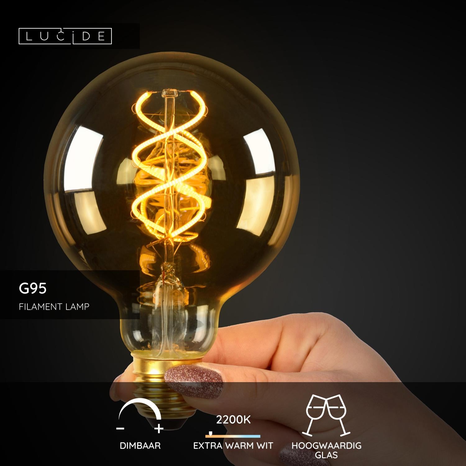 Lucide G95 Filament lamp - Amber (set van 2)