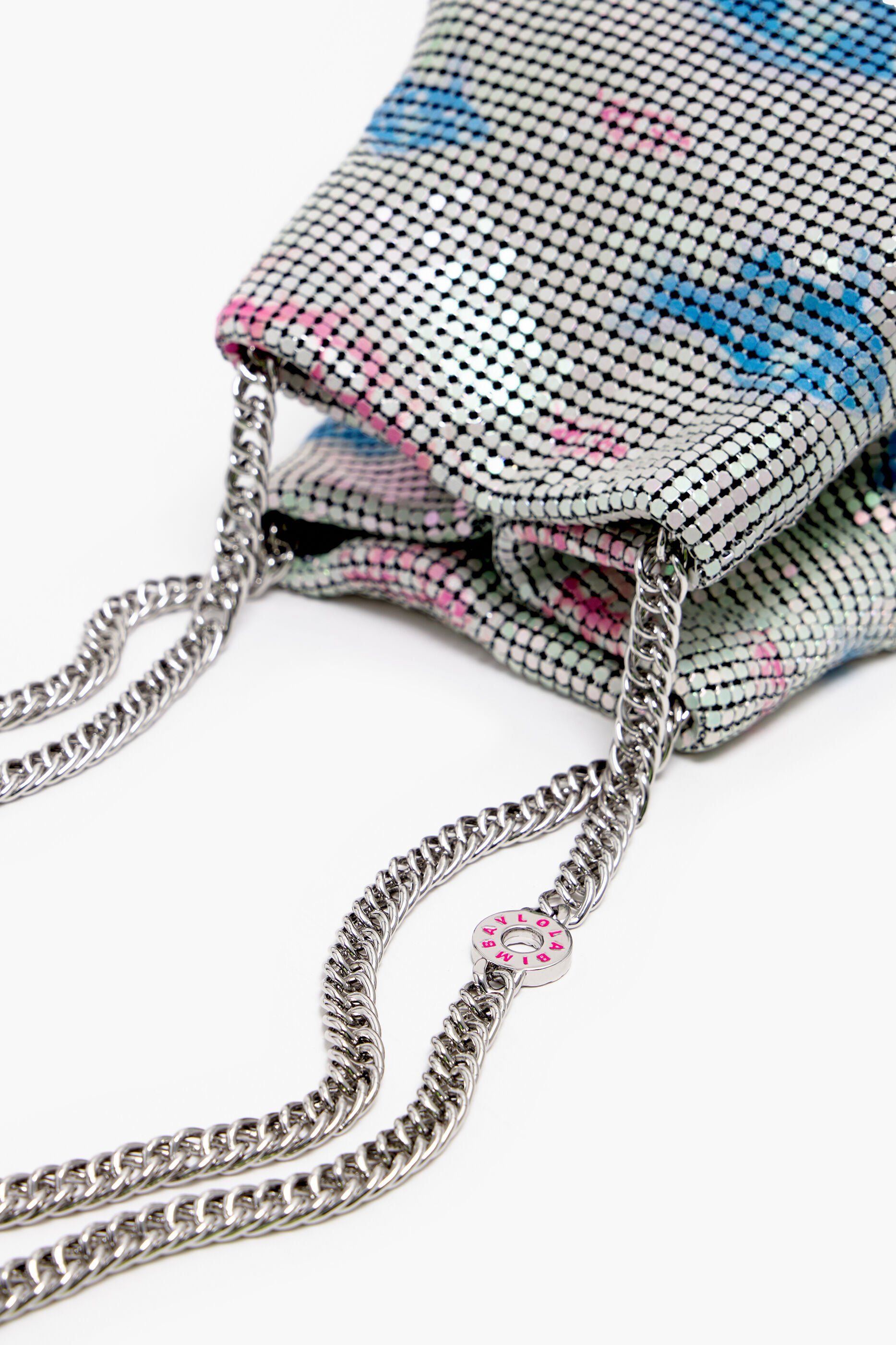 Bolsa de malha com estampa de peixe