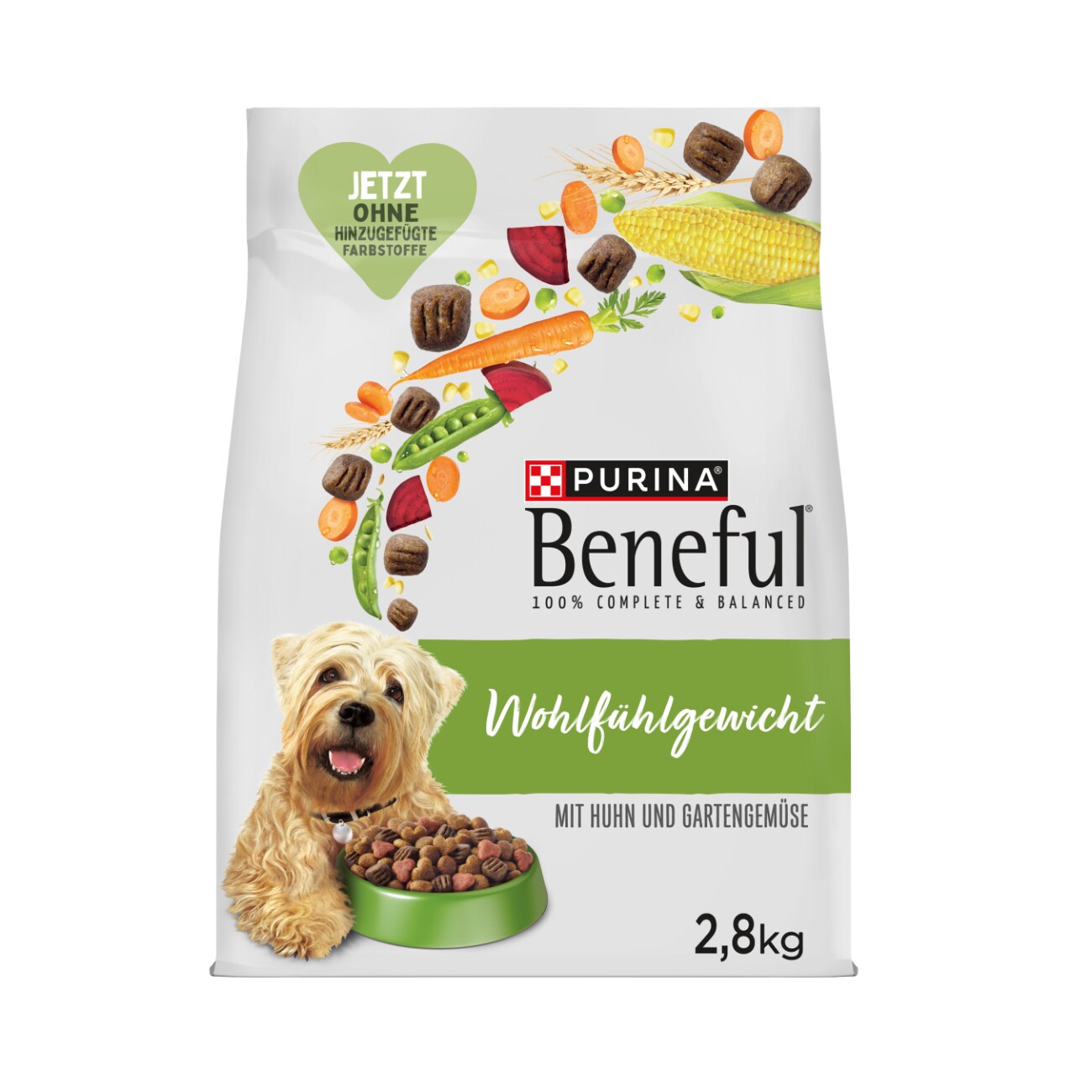 Beneful Purina Trockenfutter Hund, Adult, Wohlfühlgewicht, Huhn & Gartengemüse 2,8 kg
