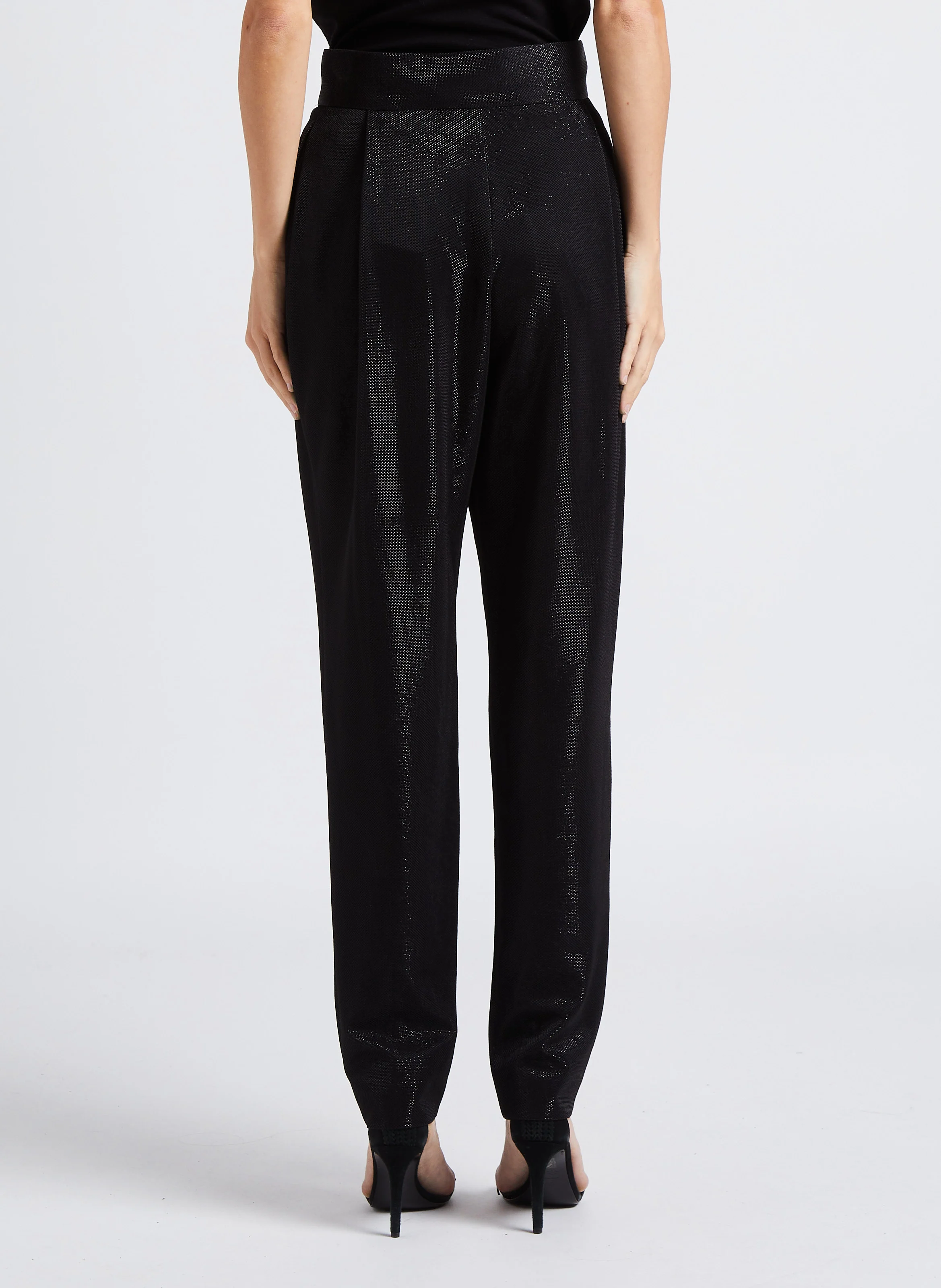 MARONA - Pantalon de tailleur aspect brillant | Noir