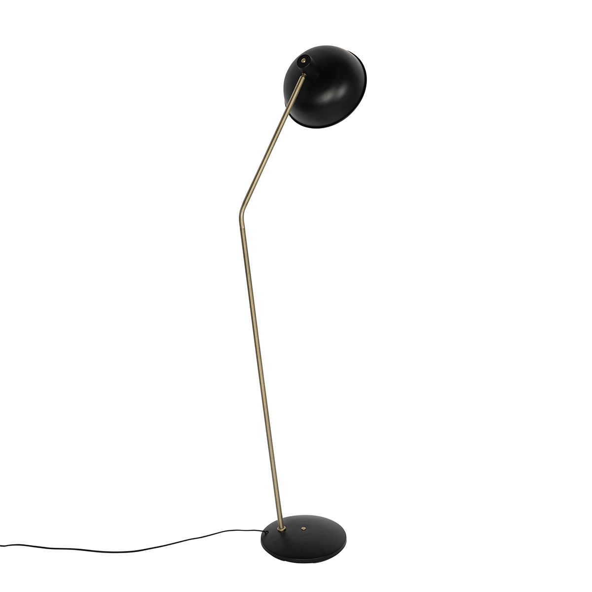 Retro vloerlamp zwart met brons - Milou
