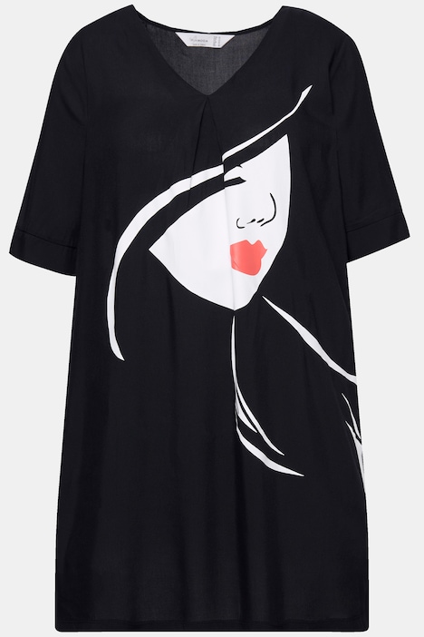 Kleid, A-Linie, Frauenkopf, Halbarm