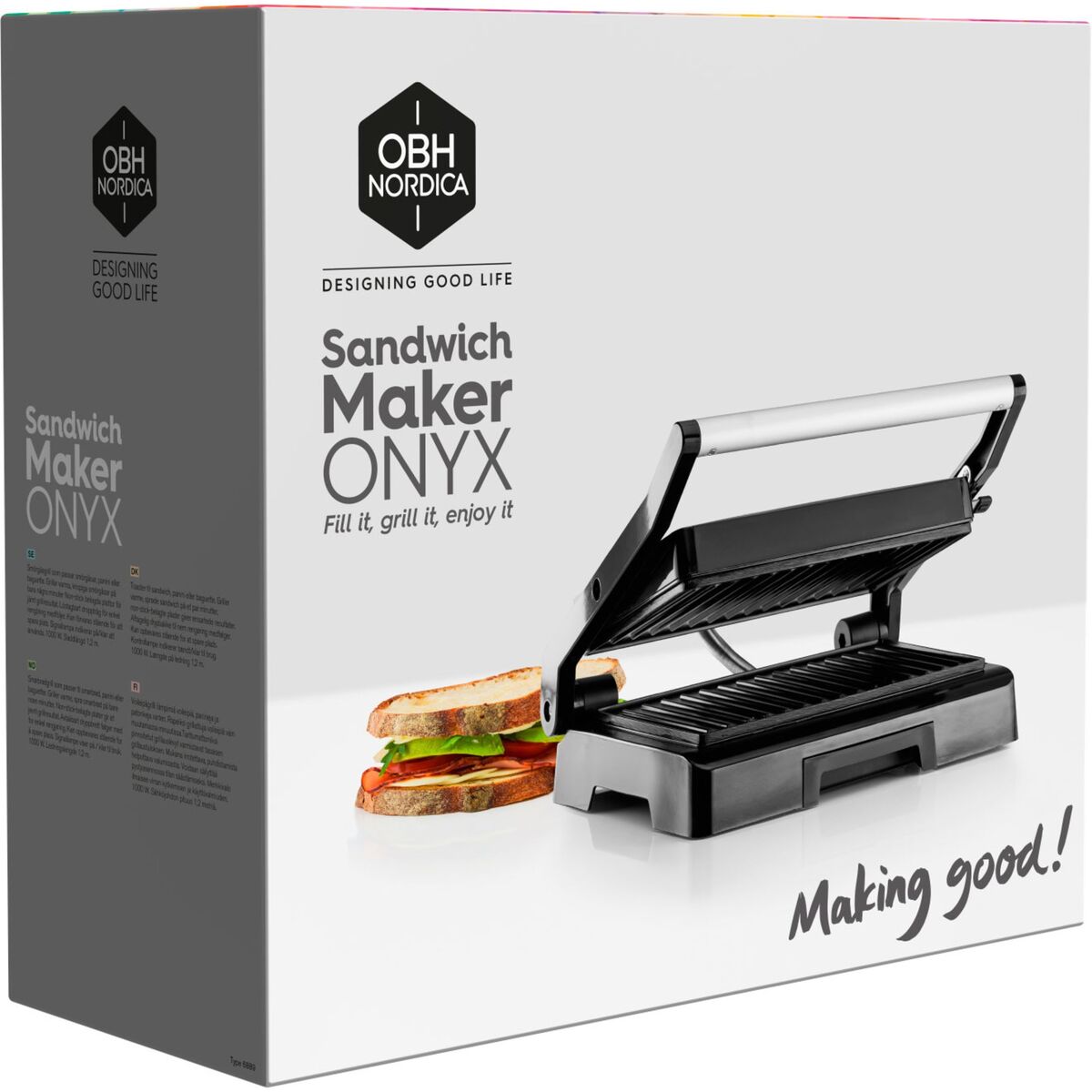 Onyx panini- og sandwichgrill, svart