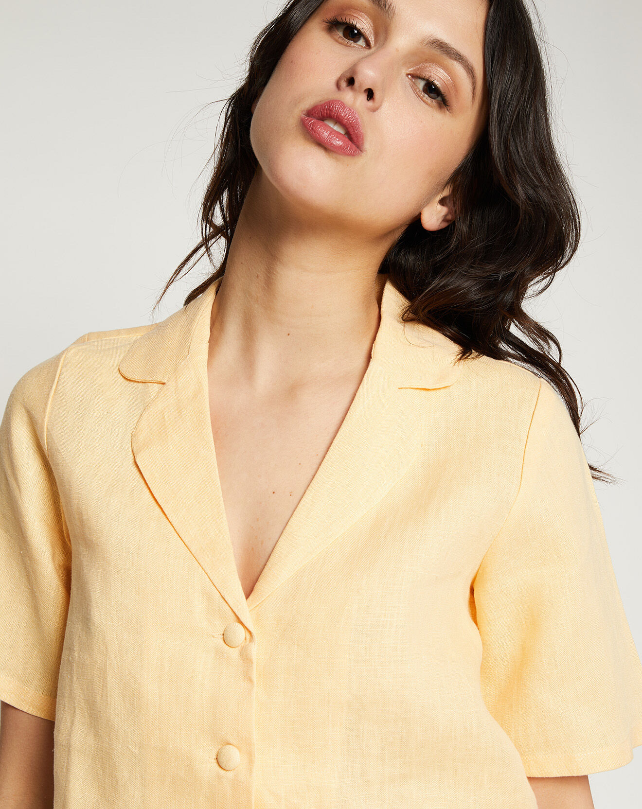 Faithfull the Brand Chemise 100% Lin Chaumont orange abricot