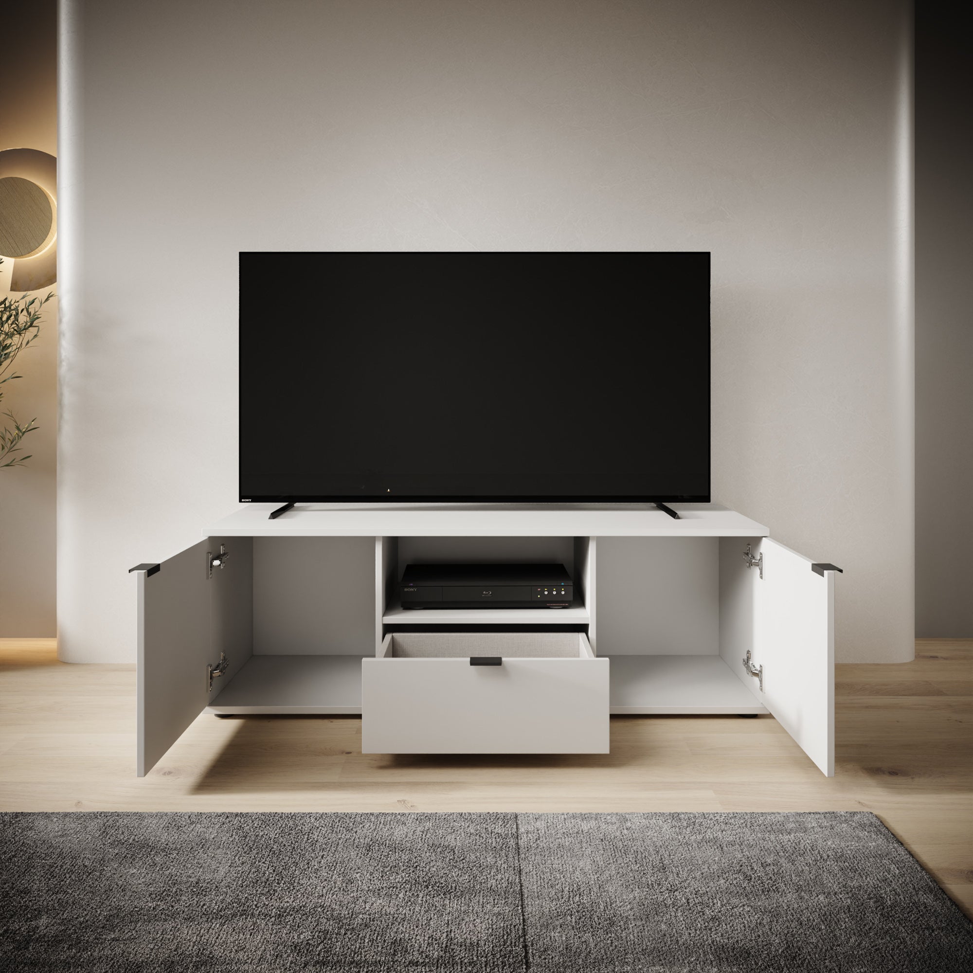 Galeno - TV-Meubel - Lichtgrijs - 130x41x44 cm